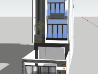 Sketchup mẫu thiết kế nhà phố 3 tầng 3.5x20m