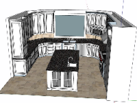 Sketchup mẫu thiết kế nội thất phòng bếp 2021