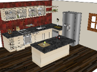 Sketchup mẫu thiết kế nội thất phòng bếp 2024