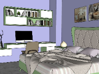 Sketchup mẫu thiết kế nội thất phòng ngủ