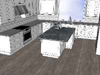 Sketchup model su nội thất phòng bếp