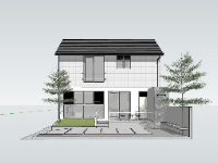 nhà cấp 4,sketchup nhà cấp 4,model su nhà cấp 4,nhà cấp 4 đẹp