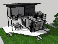 Sketchup nhà nghỉ dưỡng 2 tầng 2023