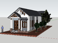 Sketchup nhà phố 1 tầng 5x19m