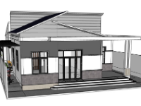 sketchup nhà 1 tầng,Sketchup nhà phố,nhà phố 1 tầng