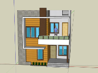 Sketchup Nhà phố 2 tầng 7.3x12m model su