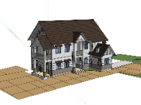 Sketchup nhà phố 2 tầng 8.6x18.8m