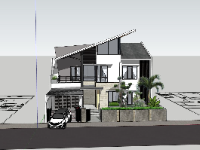 nhà phố 2 tầng,sketchup nhà phố 2 tầng,model su nhà phố 2 tầng