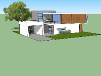 Sketchup nhà phố 2 tầng hiện đại miễn phí