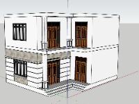 nhà phố 2 tầng,sketchup nhà phố 2 tầng,mẫu nhà phố 2 tầng