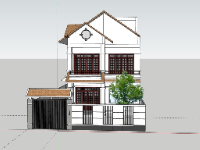 Sketchup nhà phố 2 tầng kích thước 7.5x13.5m