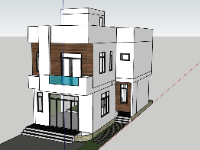 Sketchup nhà phố 2 tầng model đẹp nhất 6x17.2m