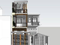 Sketchup nhà phố 3 tầng 4x26m