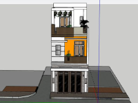Sketchup Nhà phố 3 tầng 5x19m đẹp