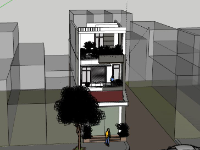 Sketchup Nhà phố 3 tầng 6.5x13m đẹp