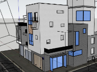Sketchup Nhà phố 3 tầng 6x15m