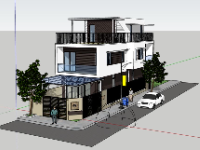 sketchup nhà phố 3 tầng,model su nhà phố 3 tầng,thiết kế nhà phố 3 tầng
