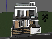 Nhà phố 3 tầng,model su nhà phố 3 tầng,sketchup nhà phố 3 tầng