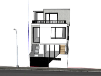 Sketchup Nhà phố 3 tầng 8x16m thiết kế đẹp