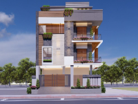 Sketchup Nhà phố 3 tầng 9x14m đẹp
