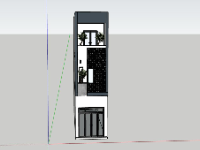 Sketchup nhà phố 3 tầng kích thước 3.1x12.6m đẹp