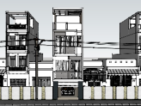 nhà phố 3 tầng,sketchup nhà phố 3 tầng,mẫu nhà phố 3 tầng