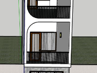 Sketchup nhà phố 3 tầng kích thước 4x18m