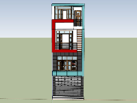 Sketchup nhà phố 4 tầng 3.8x13.1m