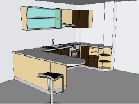 Sketchup nội thất phòng bếp đẹp mới hiện nay