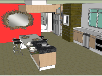 Sketchup nội thất phòng bếp mới 2023