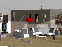 Sketchup nội thất phòng khách model su 2020