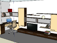 Sketchup nội thất phòng làm việc 3d đẹp