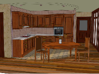 model bếp,thiết kế bếp đẹp,sketchup nội thất phòng bếp,model su nội thất phòng bếp