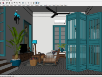 Sketchup tác phẩm nội thất nhà ở gia đình