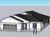 Sketchup thiết kế Biệt thự 1 tầng 14x13m đẹp