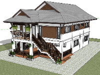 Sketchup thiết kế biệt thự 2 tầng đẹp 3d