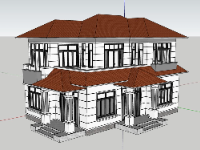 Sketchup thiết kế biệt thự 2 tầng thiết kế đẹp mới