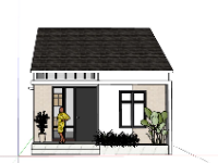 Sketchup thiết kế mẫu Nhà cấp 4 diện tích 6x7m