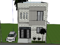 Sketchup thiết kế mẫu Nhà phố 2 tầng 6x11m