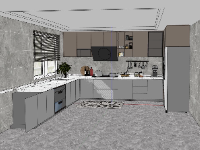 Sketchup thiết kế mẫu nội thất phòng bếp