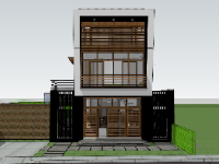 Sketchup thiết kế model su nhà phố 2 tầng 5x15.5m