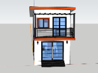 Sketchup thiết kế Nhà phố 2 tầng 4x8m đẹp