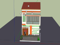 Sketchup thiết kế Nhà phố 2 tầng 6x18m đẹp