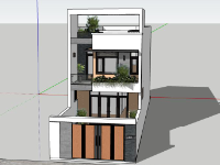 Sketchup thiết kế nhà phố 3 tầng kích thước 5x18.5m