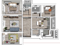 Sketchup thiết kế nội thất nhà phố sang trọng