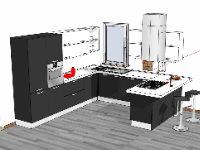 Sketchup thiết kế nội thất phòng bếp 3d su