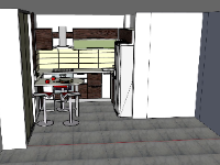 Sketchup thiết kế nội thất phòng bếp đẹp
