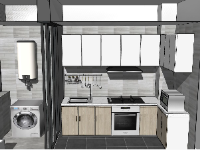 Sketchup thiết kế nội thất phòng bếp đẹp hiện đại