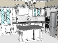 Sketchup thiết kế nội thất phòng bếp đẹp mới