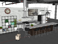 Sketchup thiết kế nội thất phòng bếp model 3d 2020